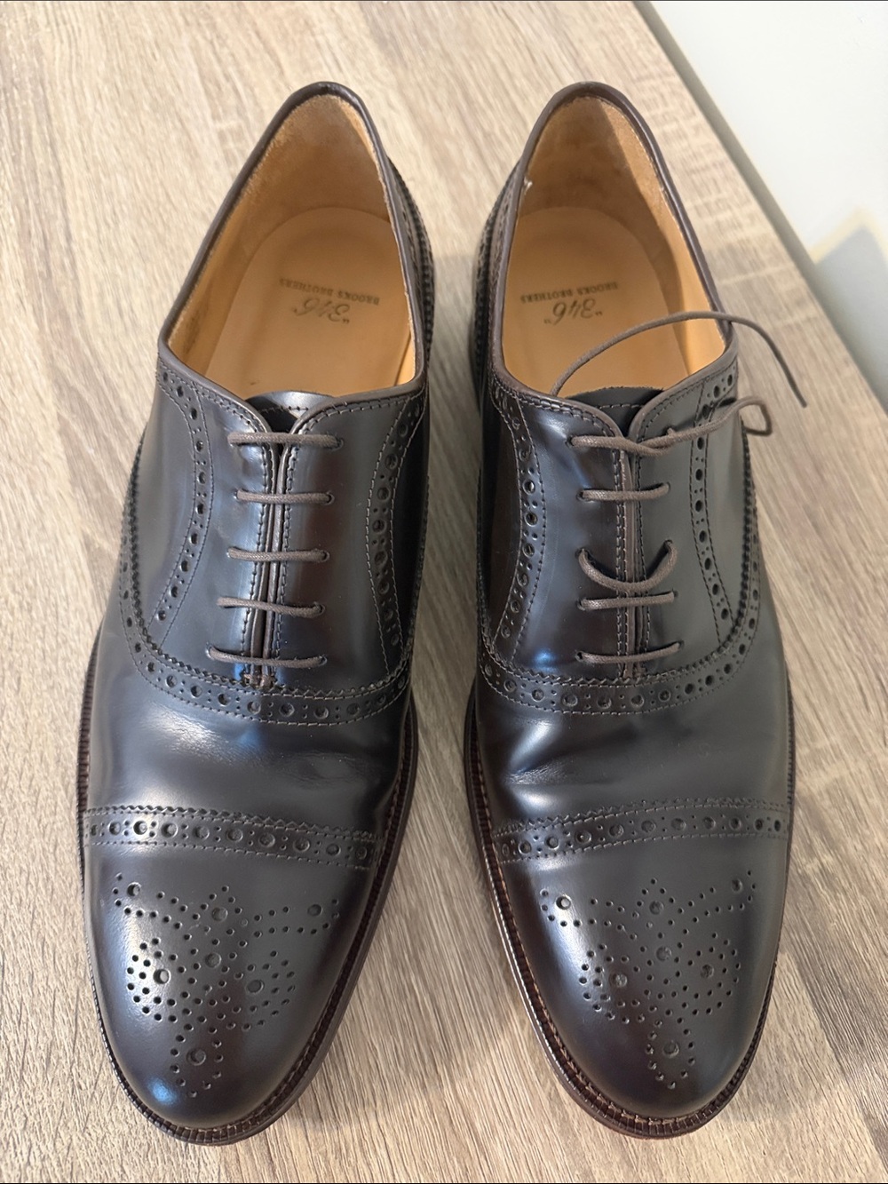 “346” Brooks Brothers Men's Dark Brown Leather Wingtip Loafers